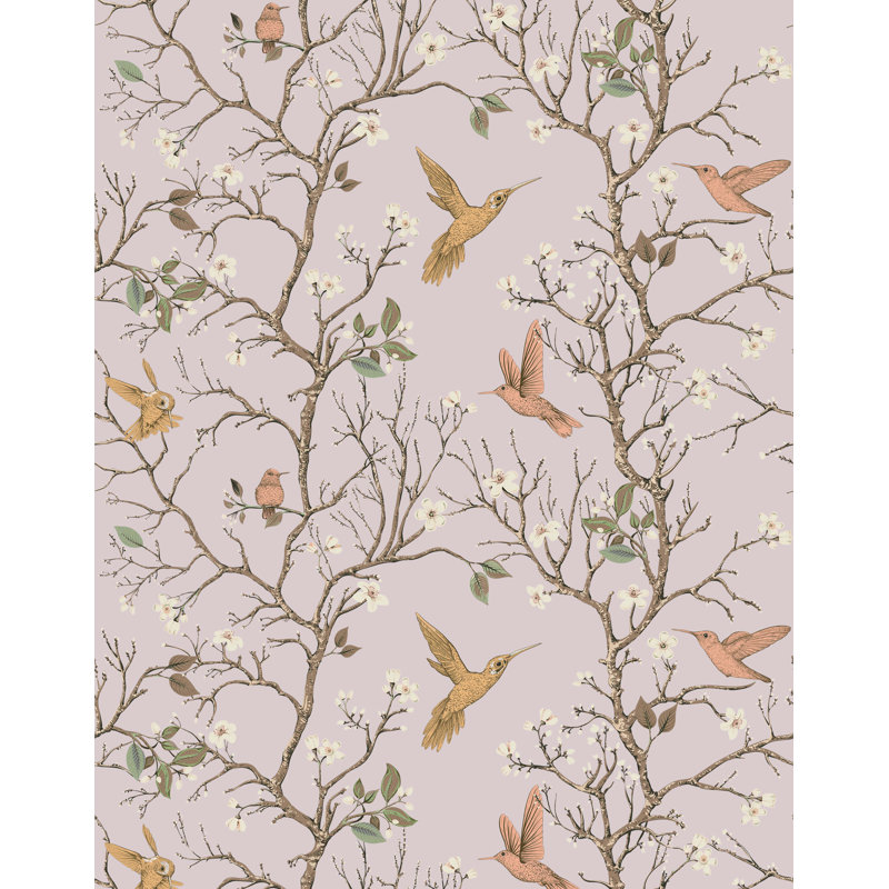 Bird Tree Wallpaper, Pink