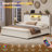 Farmhouse Bed Frame With Led Lights And 4 Storage Drawers, Wooden Platform Beds With Charging Station,rustic Bedroom Set With Storage Headboard And Sliding Barn Door-809496375-807484541