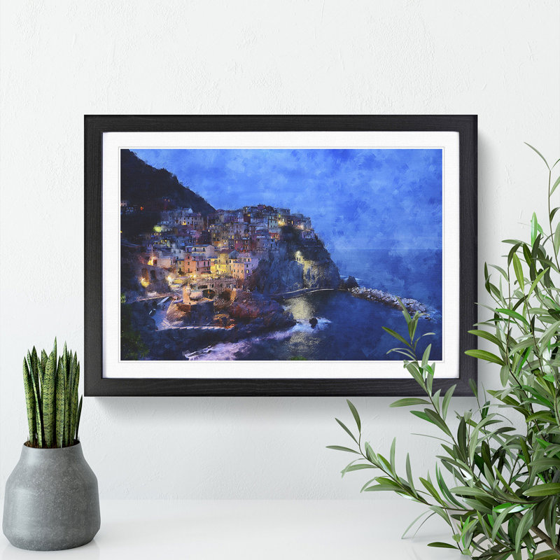 Cinque Terre in Italy Vol.2 - Picture Frame Graphic Art, 27cm H x 36cm W x 2cm D, Black Framed