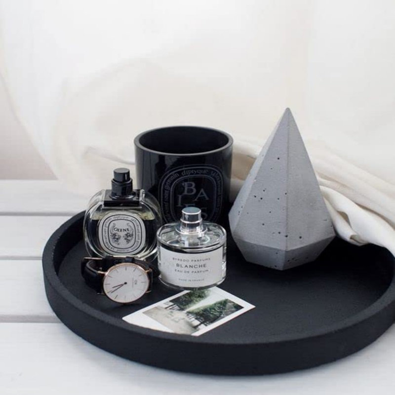 Modern Farmhouse Home Decor Round Coffee Table Tray, Black