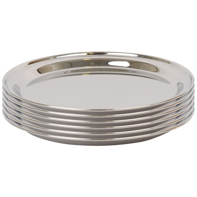 Argon Tableware Round Stainless Steel Serving Trays
