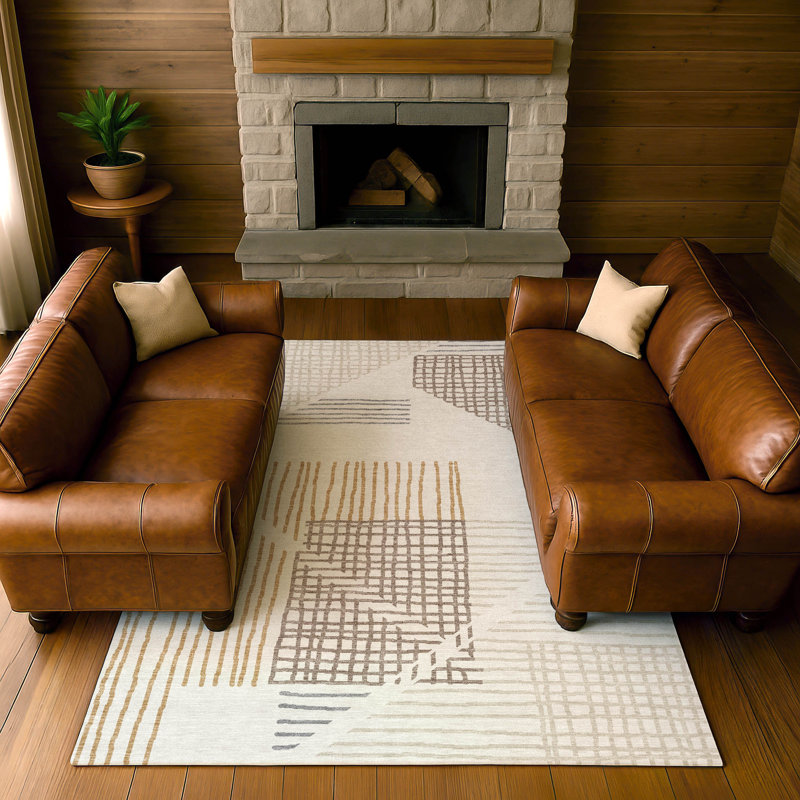 Premium Machine Washable Mayfield AMF2270 Striped Rug, 3' x 5', Ivory