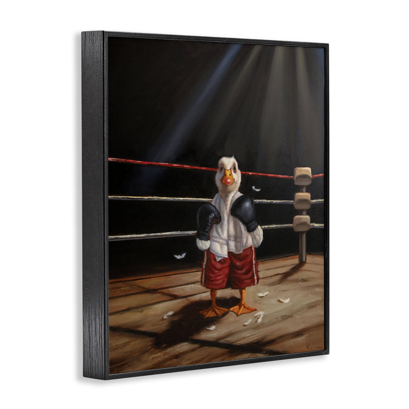 «Duck in Boxing Ring», estampe numérique, design par Lucia Heffernan, H 14 po x l 11 po, Giclée encadrée noir minuit