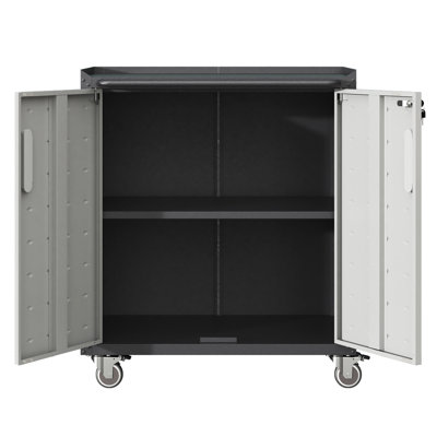 Armoire de rangement en métal avec roues rotatives - pour différents espaces. , Réglable, eau. Noir et gris L 28,84 po x P 16,74 po, H 34,65 po, transportable et polyvalente.