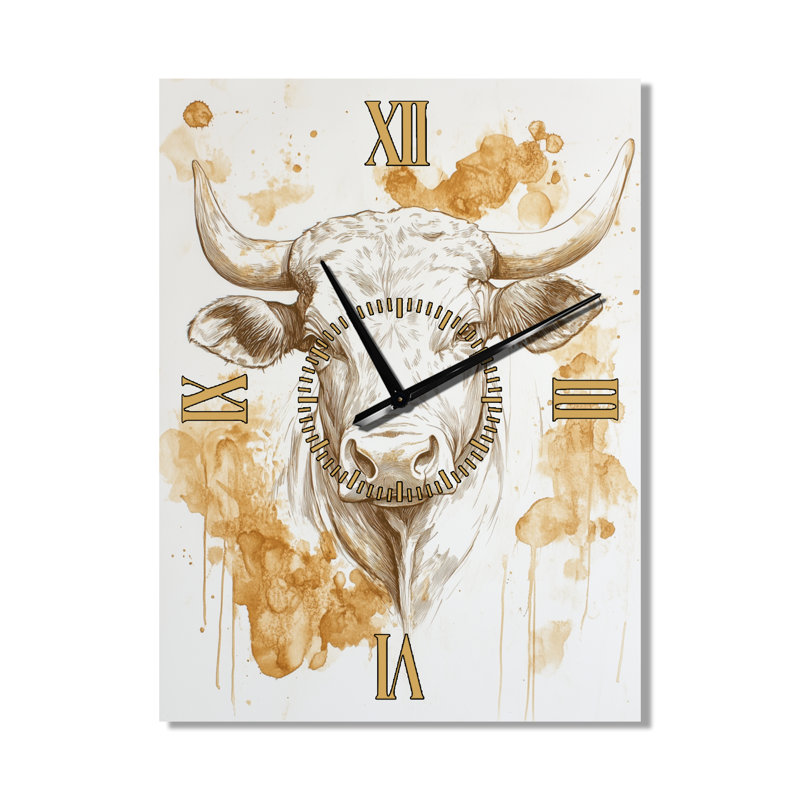 Taurus in a Single Line I - Celestial Silent Wall Clock, 32" H x 24" W - Rectangle
