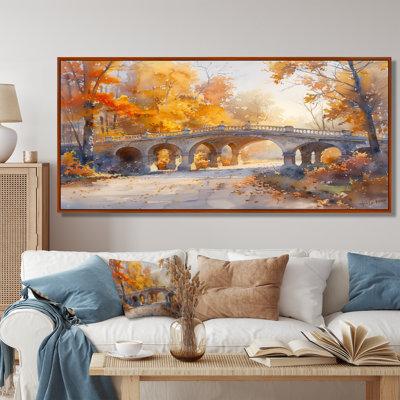«Yellow Beige Elegant Autumn Park Bridges I» - décoration murale Bridges
