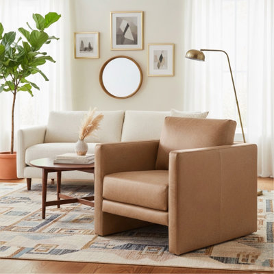 Fauteuil en similicuir brun