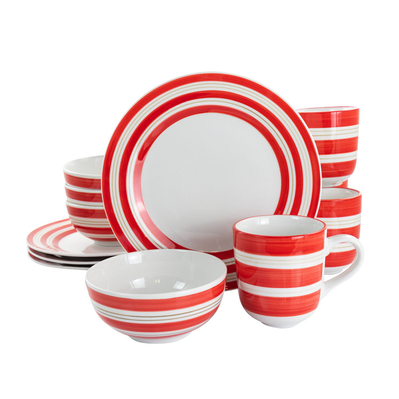 Gibson Home 12 Piece Dinnerware Set, Service for 4, Red