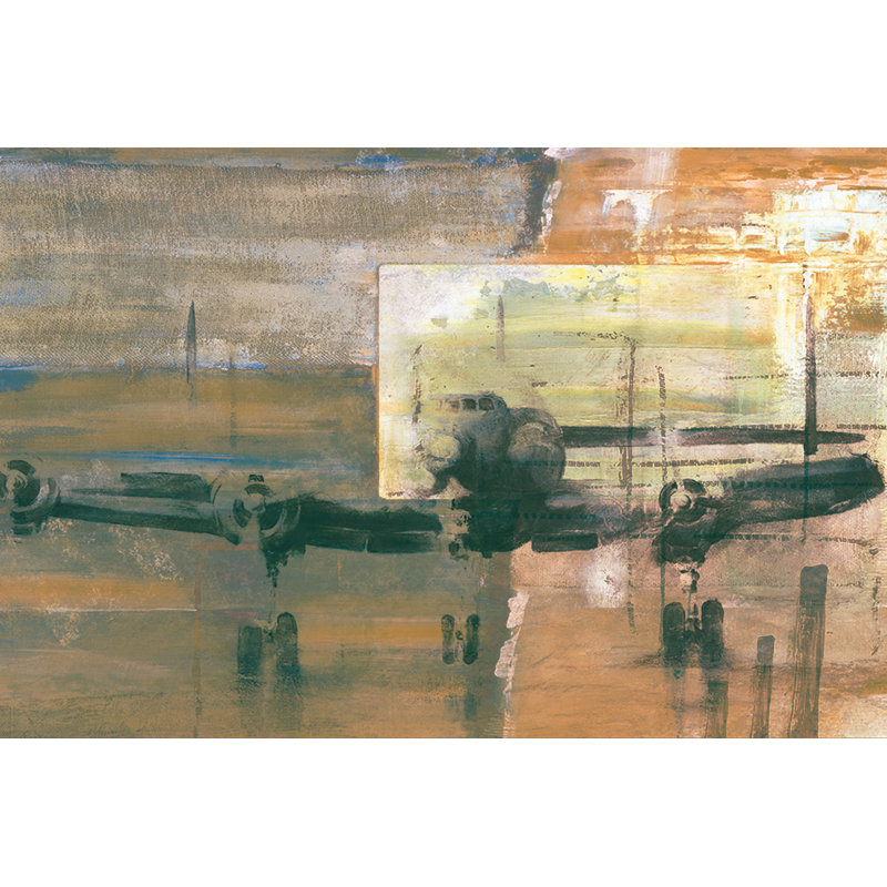 Abstract Vintage Airplane - Wrapped Canvas Painting, 46cm H x 30cm W x 3.8cm D
