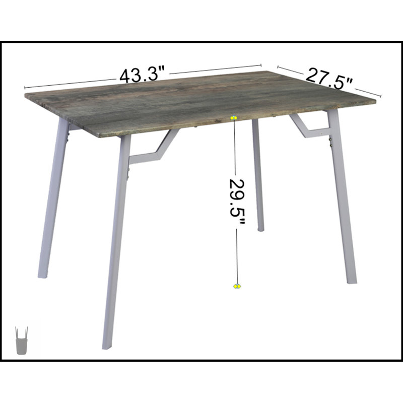 Ensemble de table à manger moderne 5 pièces avec grain de bois réaliste, gris et blanc, parfait pour les maisons contemporaines et les petits espaces.