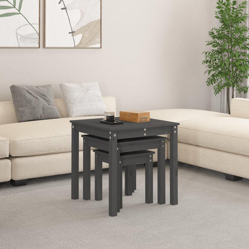 Bernards Solid Wood Nesting Tables, Grey