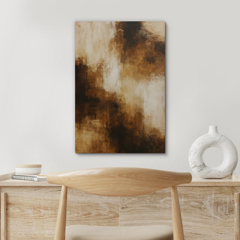 «Brown Tones Abstract Landscape Art», reproduction d'art sur toile encadrée, H 36 po x l 24 po x P 1,5 po, Toile tendue