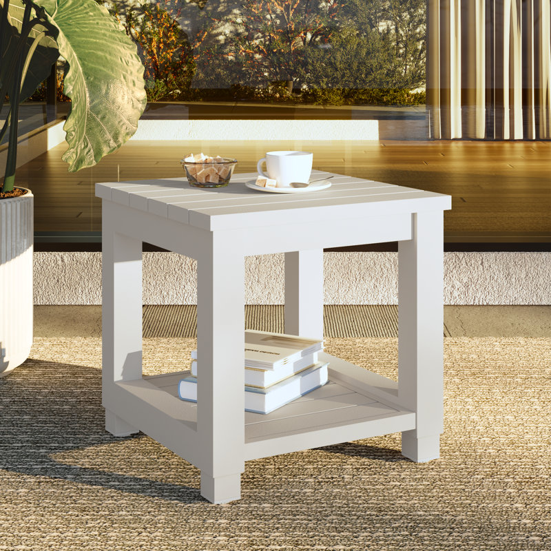 Table de patio d'extérieur Deford, Beige