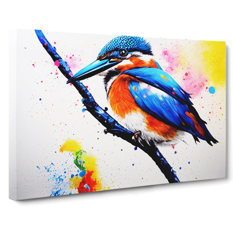 Kingfisher Bird Splash - Wrapped Canvas, 35cm H x 50cm W x 3cm D