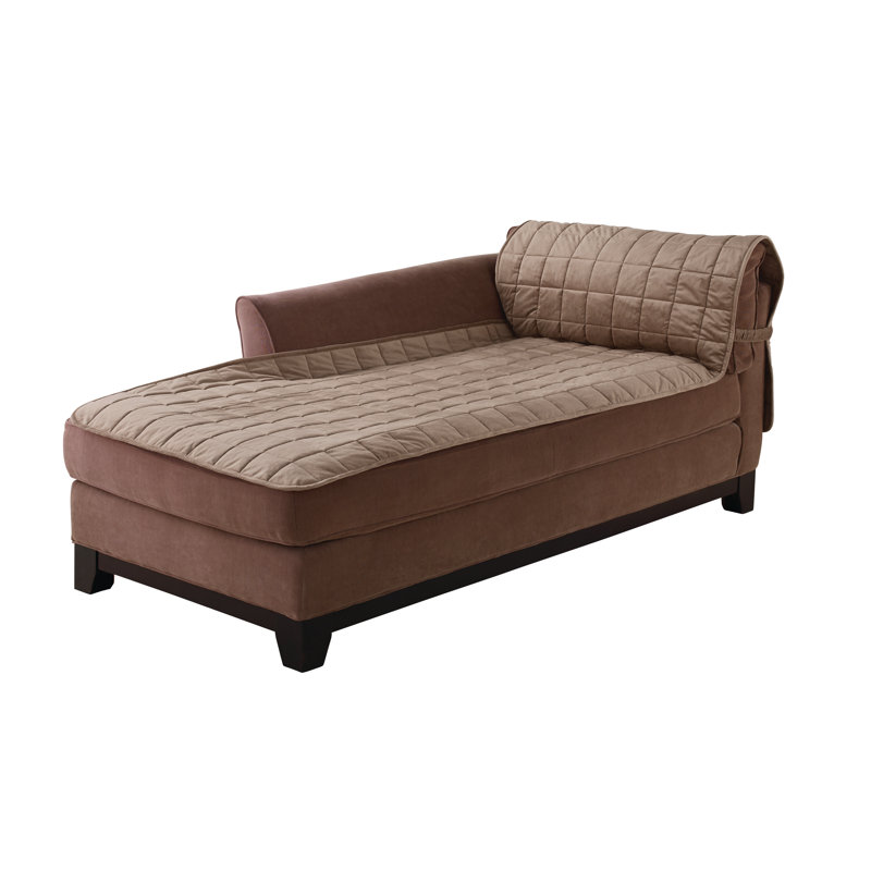 Sable Quilted Velvet Chaise Lounge Slipcover with Microfiber Backing