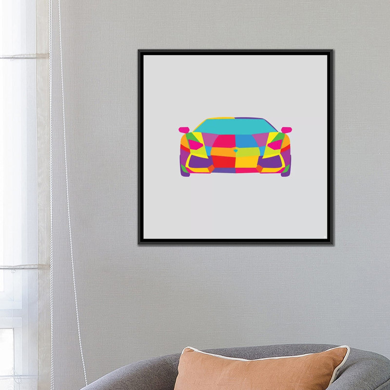 «Lambo» par Yoni Alter, impression sur toile, H 26 po x l 26 po x P 1,5 po, Toile avec cadre noir, Pas de tapis