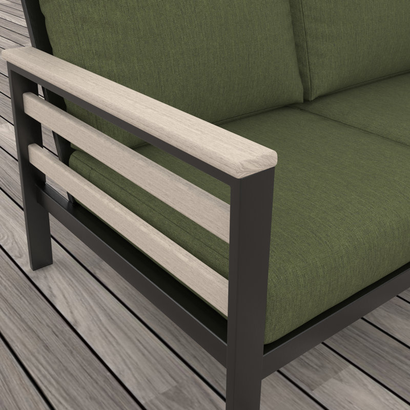 Townsend 80'' Wide Outdoor Patio Sofa with Sunbrella Cushions, Sunbrella Canvas Fern, White