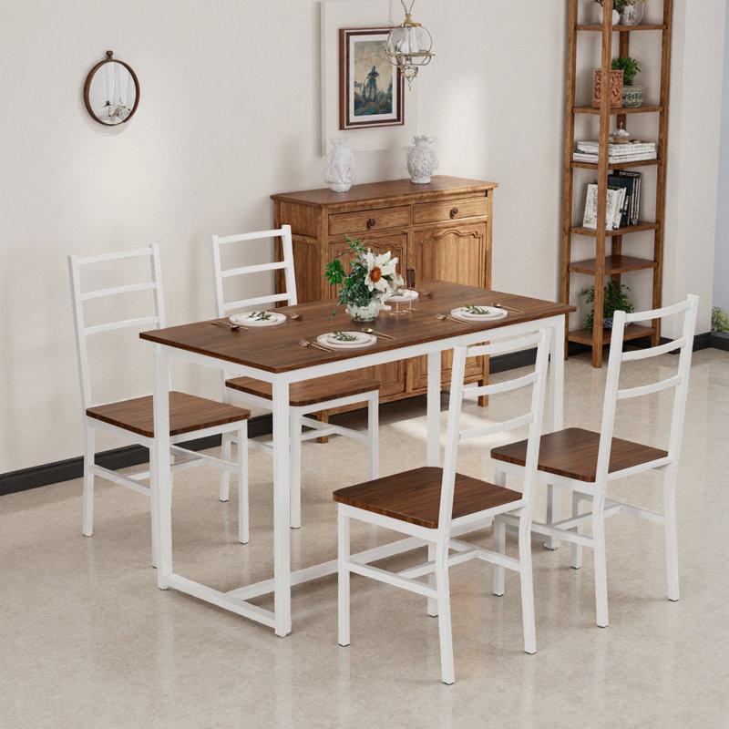 Ensemble de table de salle à manger 48 pièces en bois 48 po pour 4 panneaux de fibres à densité moyenne, dossier incurvé, conception Tuck compacte, table de 176 lb, boîte mince de 4,7 po