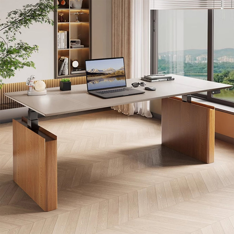 Bureau debout blanc en cuir, H 49,21 po x l 62,99 po x P 27,56 po
