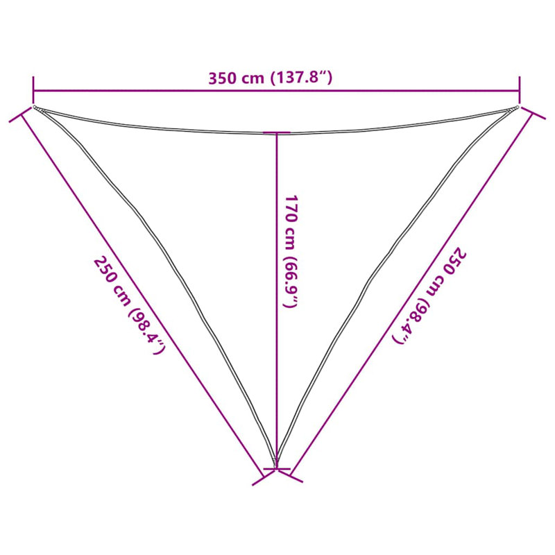 2.5m x 2.5m Triangle Shade Sail, Orange
