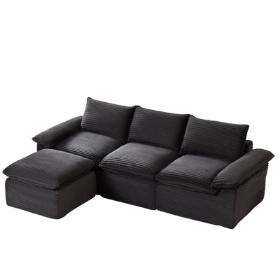 Nuage moderne en velours côtelé gris foncé avec 4 sièges, tissu doux de haute qualité, de forme semblable, confortable, convenant à la maison, à l’appartement et au bureau, 68,48 po de largeur, 108,37 po de profondeur, 35,99 po de hauteur, 138,07 lb