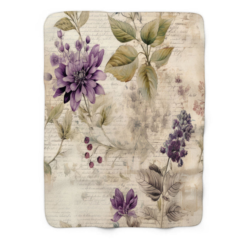 Couverture florale - 1 pièce Sherpa Premium, Grand lit