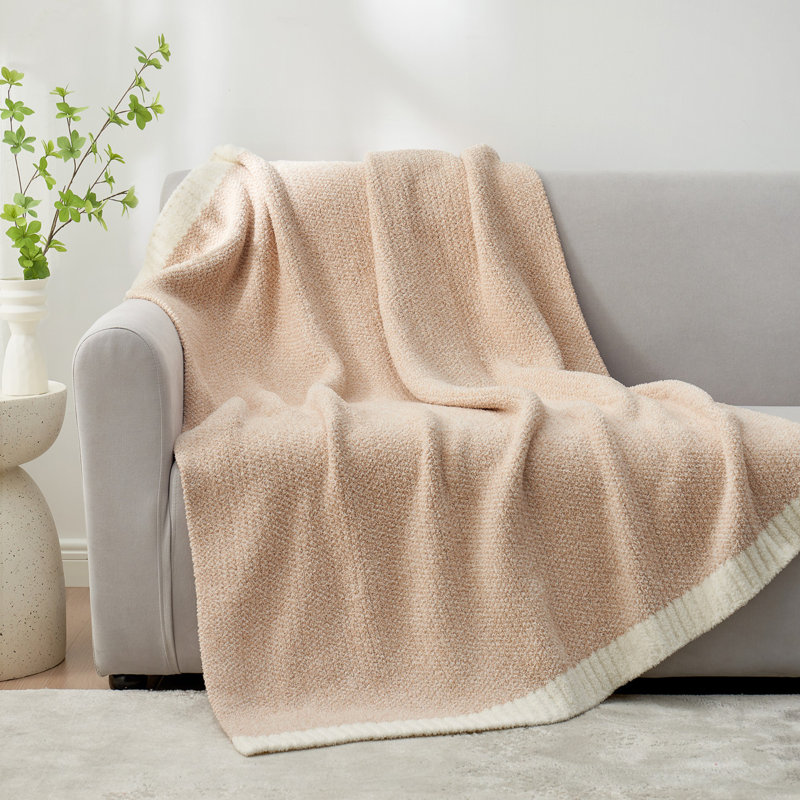  Jeté tricoté réversible Heather Knit, Beige, L 60 po x l 50 po