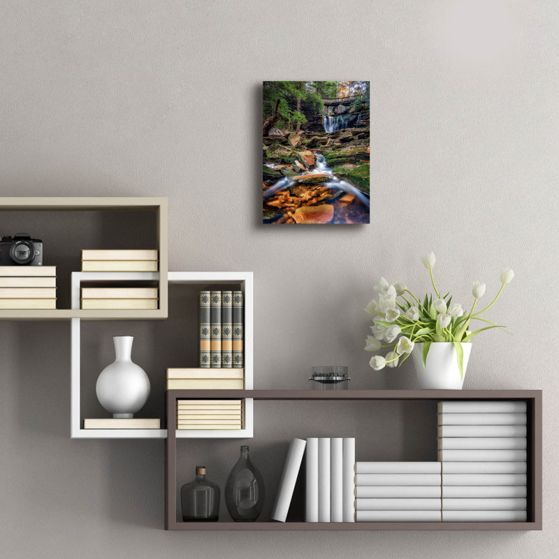 Art mural en verre Latitude Run® «Elakala Upper Falls» par Rick Berk, H 16 po x l 12 po x P 0,13 po
