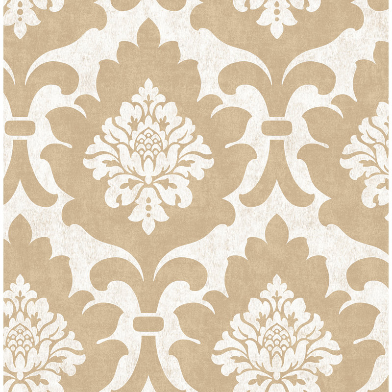 Aghaleck Damask 10m x 53cm Wallpaper Roll, Sand