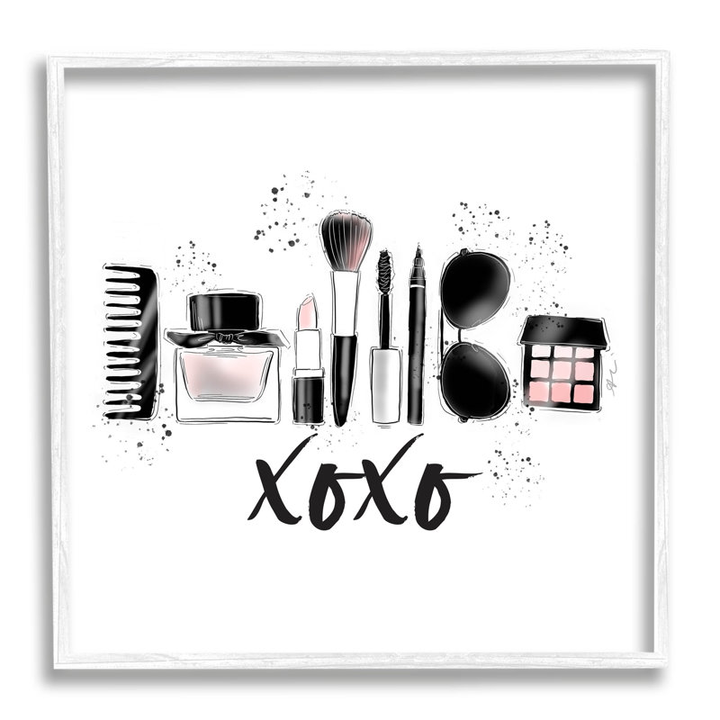 «Xoxo», ensemble de giclées glamour par Alison Petrie, H 24 po x l 24 po x P 1,5 po, Giclée encadrée blanc bord de mer