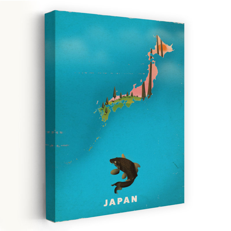 Contemporary Art Colorful Elegant Modern Fish Landscape Nature Wall Art - Wrapped Canvas Print, 60.96 cm H x 40.64 cm W