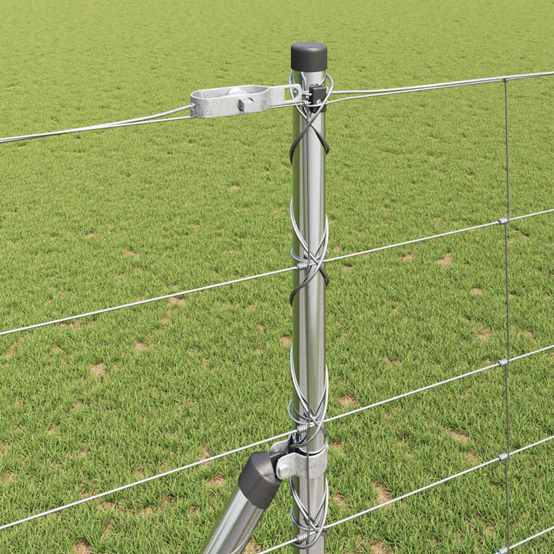 Vidaxl Field Fence Galvanised Steel, Silver, 140cm H x 400cm W x 3.2cm D