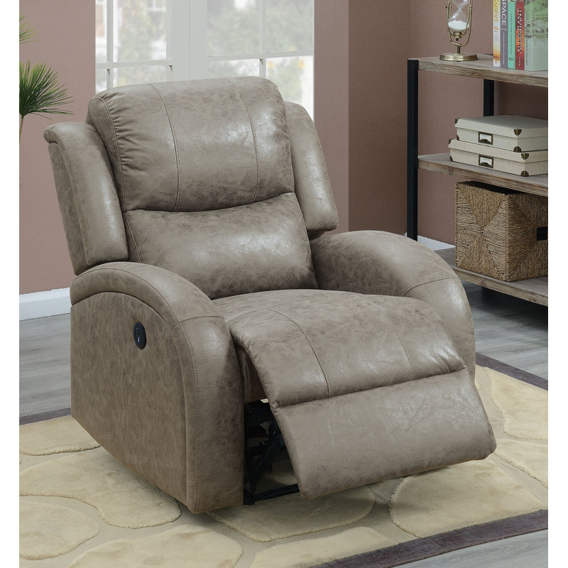 Magellan Faux Leather Power Recliner, Stone Faux Leather