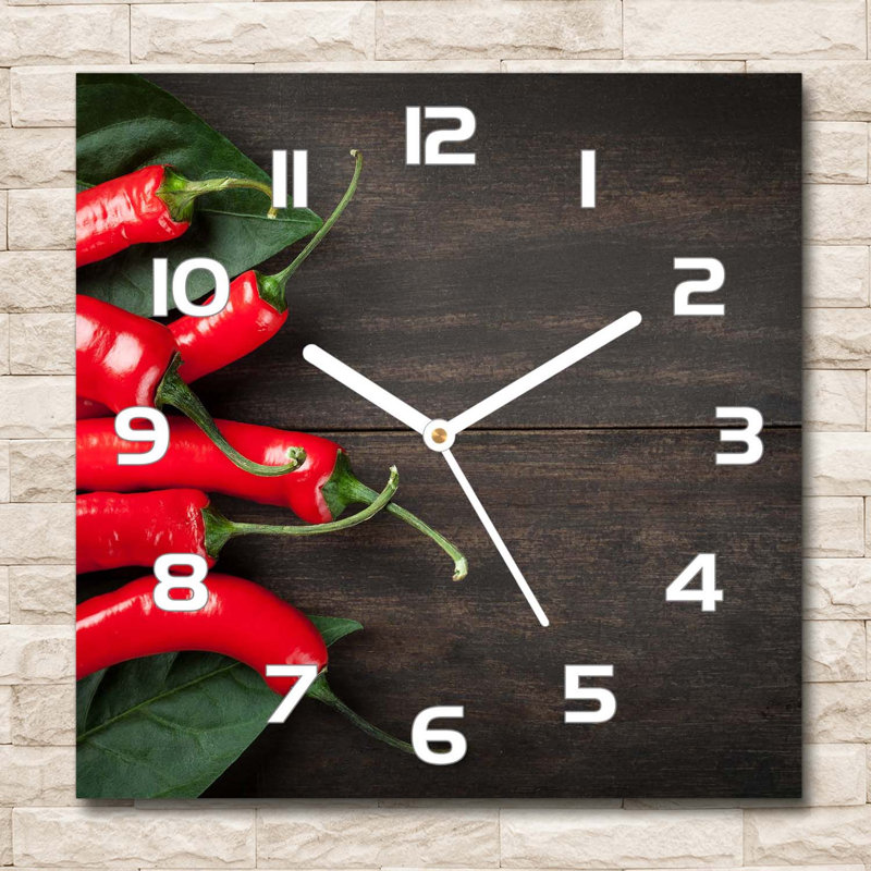 Glass Wall Clock, Brown/Red/White