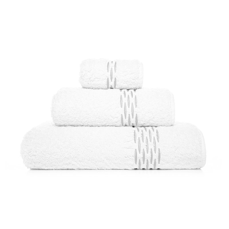 Alhambra 100% Cotton Towel, Bath Sheet, White/Silver