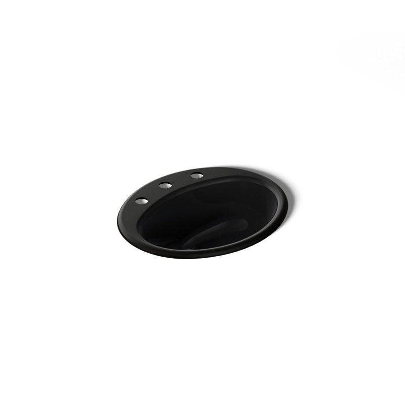 Farmington Metal Oval Drop-In Bathroom Sink with Overflow, Biscuit, 8" Center