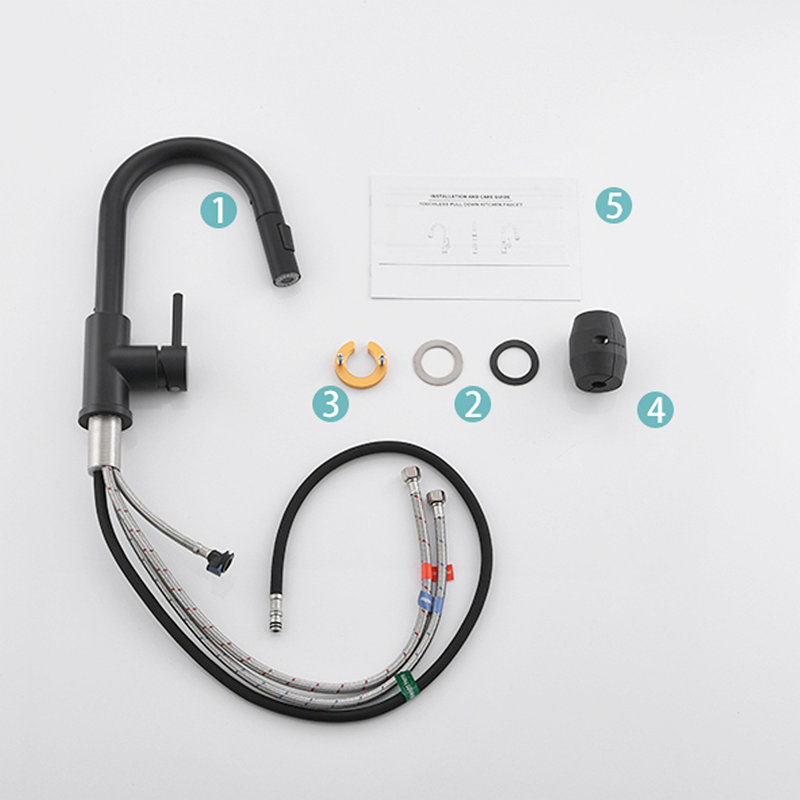 Robinet d'évier, robinets de cuisine avec douchette rétractable, robinet de préparation de mini-bar pour salle de bain, Noir