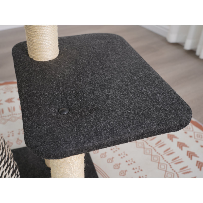 PetPals 49" Black and White Handwoven Cat Tree with Condo