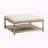 Ventura Coffee Table in Weathered Oak & Beige Linen Upholstery, 18.29'' H X 39.24'' W X 39.24'' D