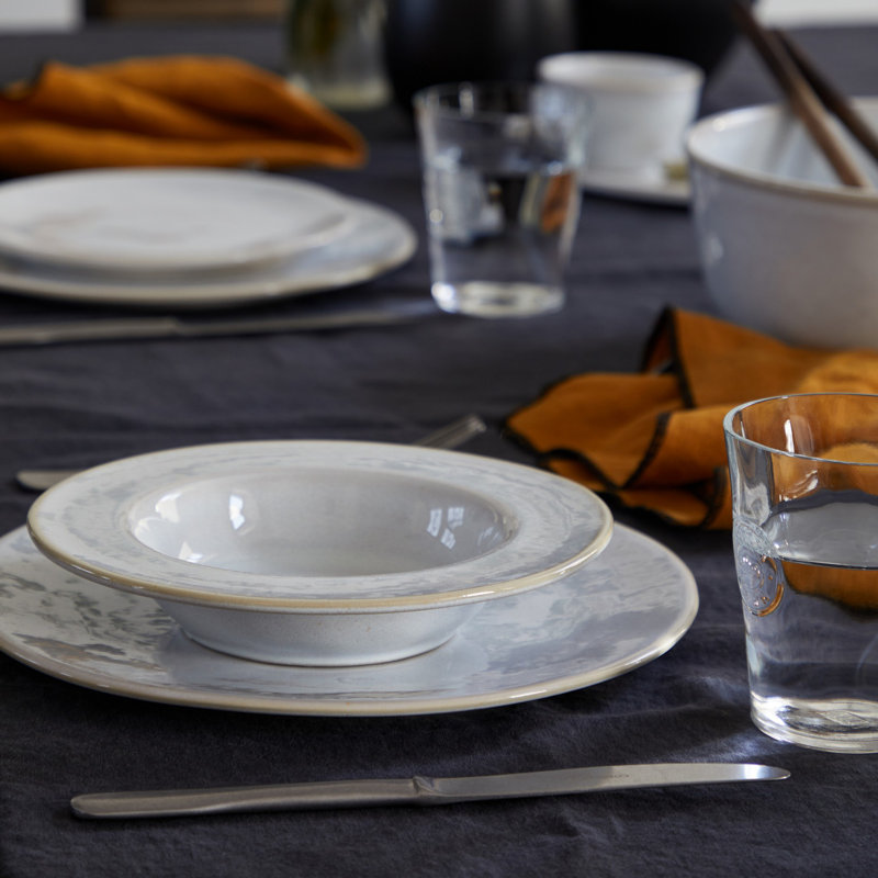 Roda 11 oz. Assiette à pâtes en grès faite à la main, Branca