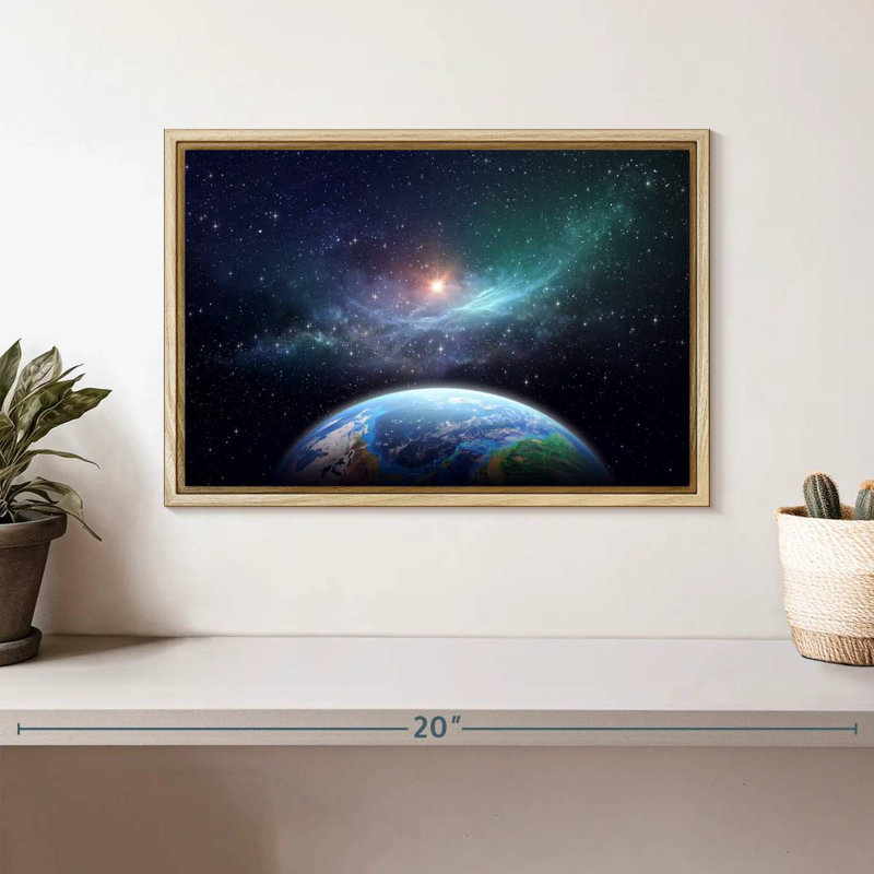Exoplanète, Cadre flottant en bois naturel, 13 po x 9 po