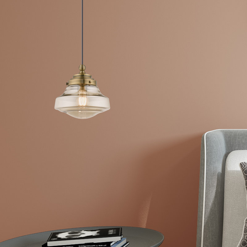 Luminaire suspendu simple à 1 lumière Violante, Champagne, Laiton antique