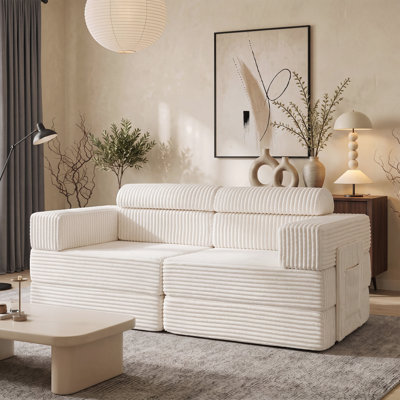 Canapé convertible en velours côtelé de coin convertible Sisler 71 po sans assemblage requis