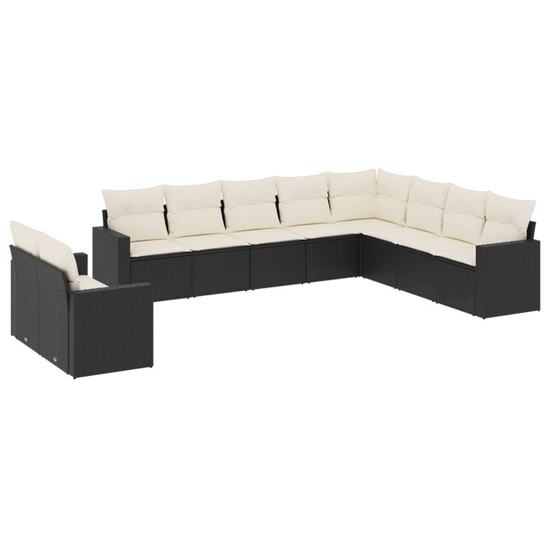 Vidaxl Garden Sofa Set Black, Cream White