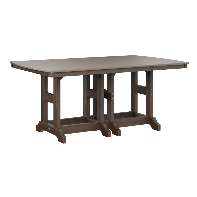 Berlin Gardens Garden Classic Rectangular Bar Table, Hammered Top Bronze, Brazilian Walnut, 39.5" H x 72" W x 44" D