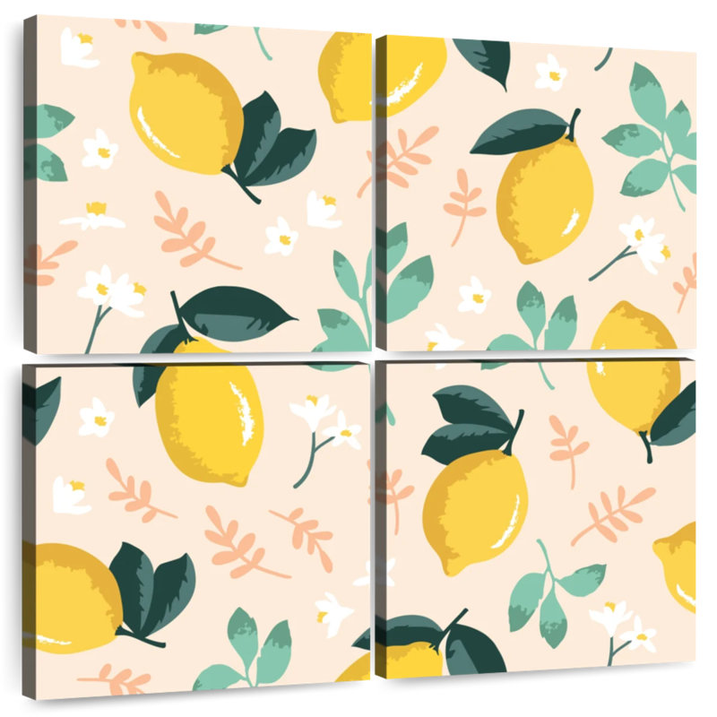 Motif Yarlin citron et fleurs