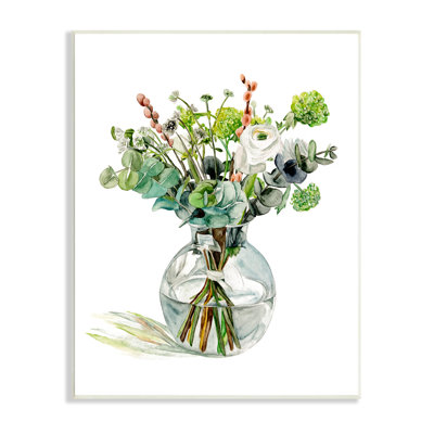 Pot floral en verre aquarelle