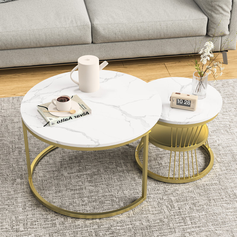 Coffee Table with Storage, Gold