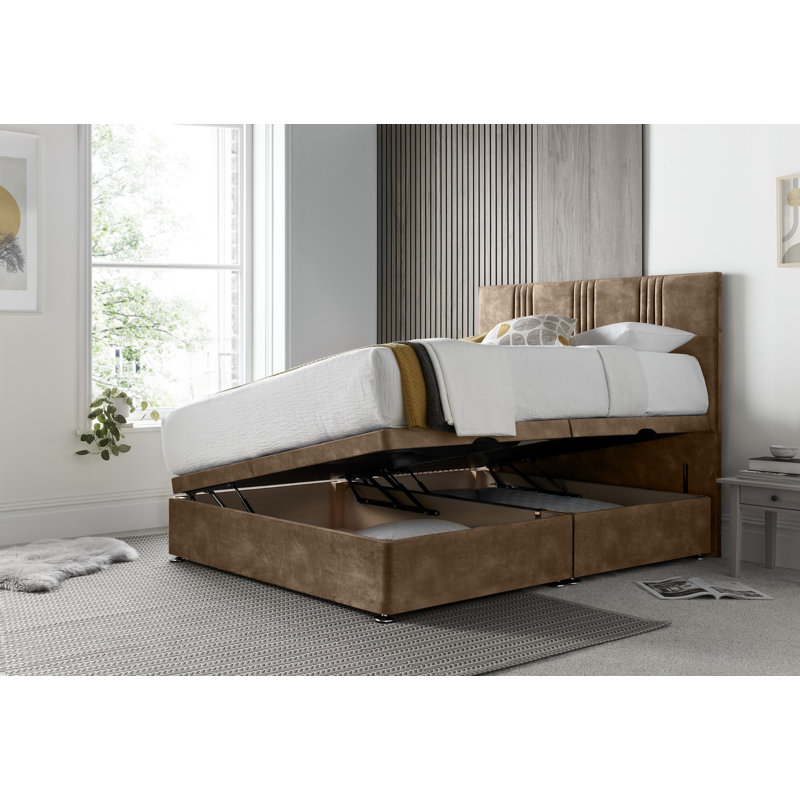 New Empire Conistan Divan Ottoman with Floor Standing Headboard , Small Double (4'), Almond
