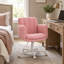 Fauteuil d'appoint moderne à large siège en velours côtelé moderne avec accoudoirs rabattables à 5 positions, hauteur réglable, dossier inclinable, pivot à 360 ° et roulettes-1844865623
